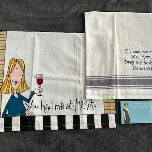 Women's Gift Set: 2 Dishtowels and Post-It Notes - Picture 1 of 5